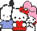 Pochacco, Hello Kitty and My Melody fuse bead pattern, 50×50 bead grid